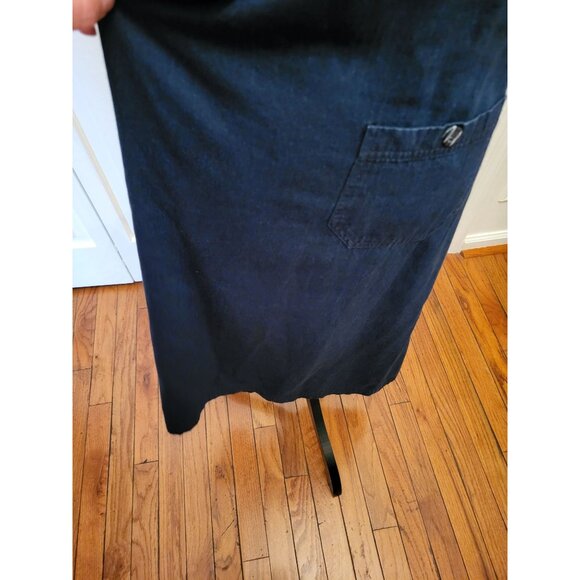 Vintage 90s Dark Denim Chambray Maxi Dress  Sz M Cottage Western  Boho Grunge - Picture 5 of 8